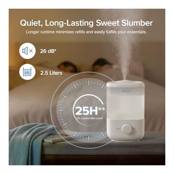 Top Fill Humidifier 2.5L Large Tank Quiet Cool Mist Air Easy Fill & Clean - Picture 2 of 3
